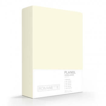 Flanellen Hoeslaken Ivoor Romanette-200 x 220 cm