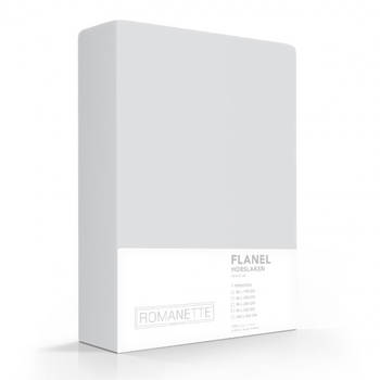 Flanellen Hoeslaken Zilver Romanette-90 x 220 cm