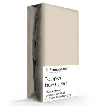 Topper Hoeslaken Katoen Romanette Camel-180 x 200 cm