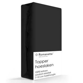 Topper Hoeslaken Katoen Romanette Zwart-160 x 200 cm