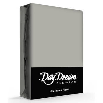 Flanellen Hoeslaken Grijs Day Dream-140 x 200 cm
