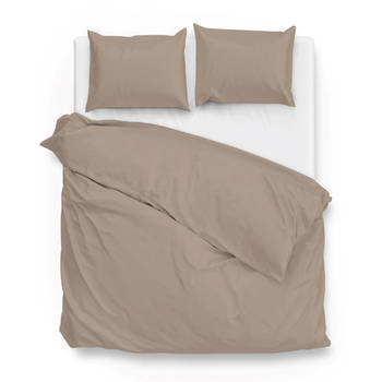 Zo! Home dekbedovertrek Satinado - Praline Bruin - Lits-jumeaux XL 260x200/220 cm