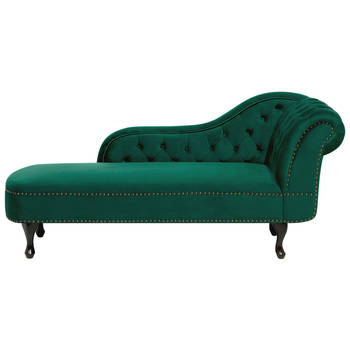 Beliani NIMES - Chaise longue-Groen-Fluweel