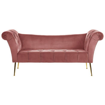 Beliani NANTILLY - Chaise longue-Roze-Fluweel