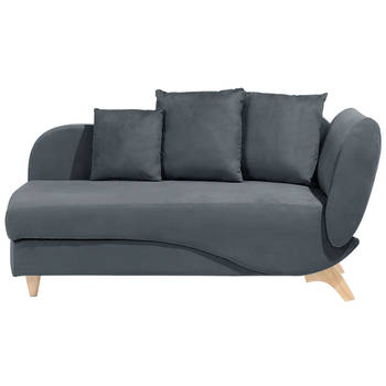 Beliani MERI - Chaise longue-Grijs-Fluweel