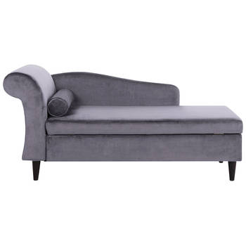 Beliani LUIRO - Chaise longue-Grijs-Fluweel