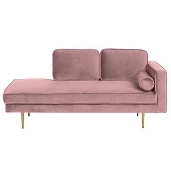 Beliani MIRAMAS - Chaise longue-Roze-Fluweel