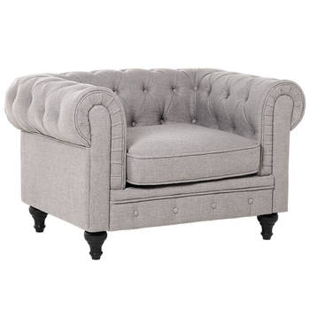 Beliani CHESTERFIELD - Fauteuil-Grijs-Polyester