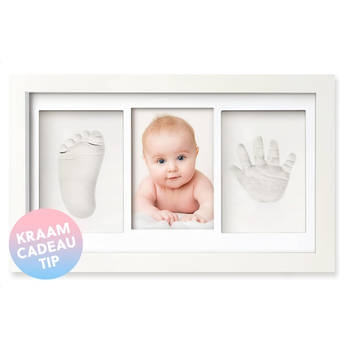 Premium Baby Fotolijst met Gipsafdruk Voet en Hand - Klei Afdruk Baby - 33 x 20 cm - Kraamcadeau - Kraampakket
