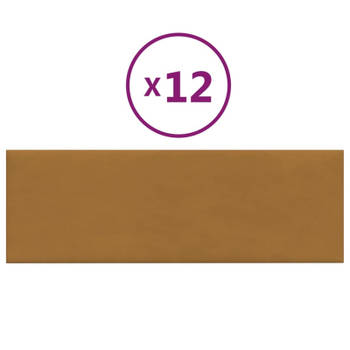 vidaXL Wandpanelen 12 st 3,24 m² 90x30 cm fluweel bruin