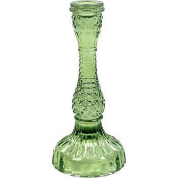 Glazen kandelaar olijf-groen