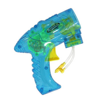 Bellenblaas speelgoed pistool - met vullingen - blauw - 15 cm - plastic - bellen blazen - Bellenblaas