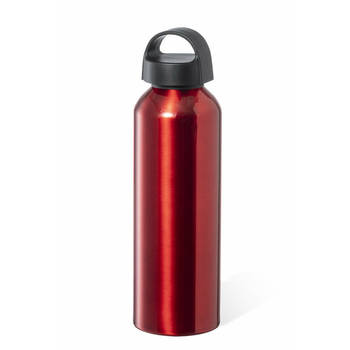 Bellatio Design Waterfles/drinkfles/sportfles - metallic rood - aluminium - 800 ml - schroefdop - Drinkflessen