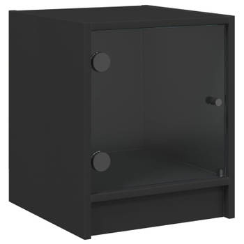 vidaXL Bijzetkast met glazen deuren 35x37x42 cm zwart