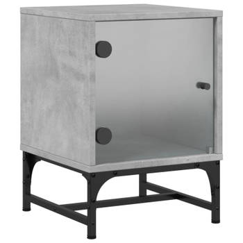 vidaXL Nachtkastje met glazen deur 35x37x50 cm betongrijs