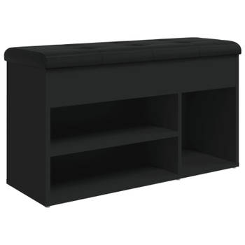 vidaXL Schoenenbank 82x32x45,5 cm bewerkt hout zwart