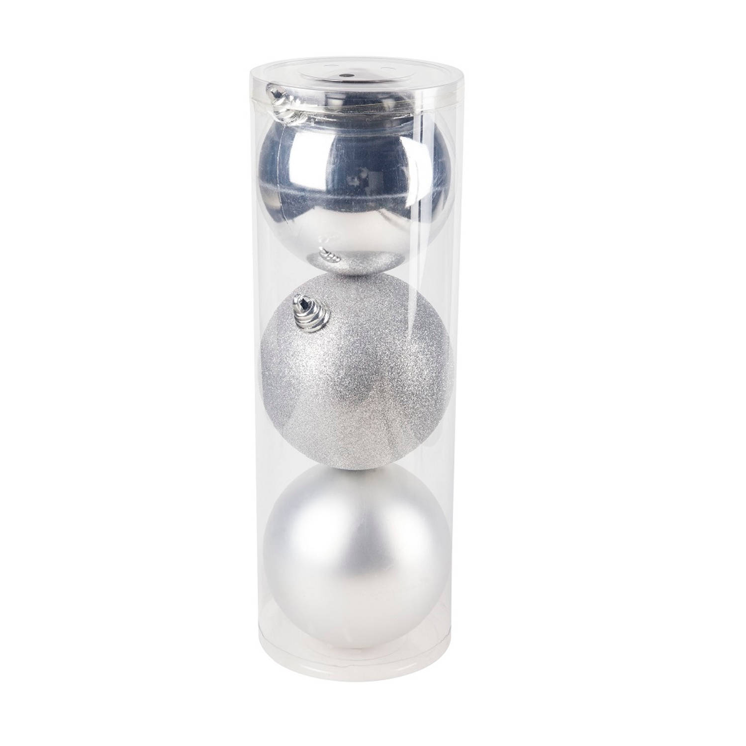 3x Grote kunststof-plastic kerstballen zilver 15 cm mat-glans-glitter Grote onbreekbare kerstballen 