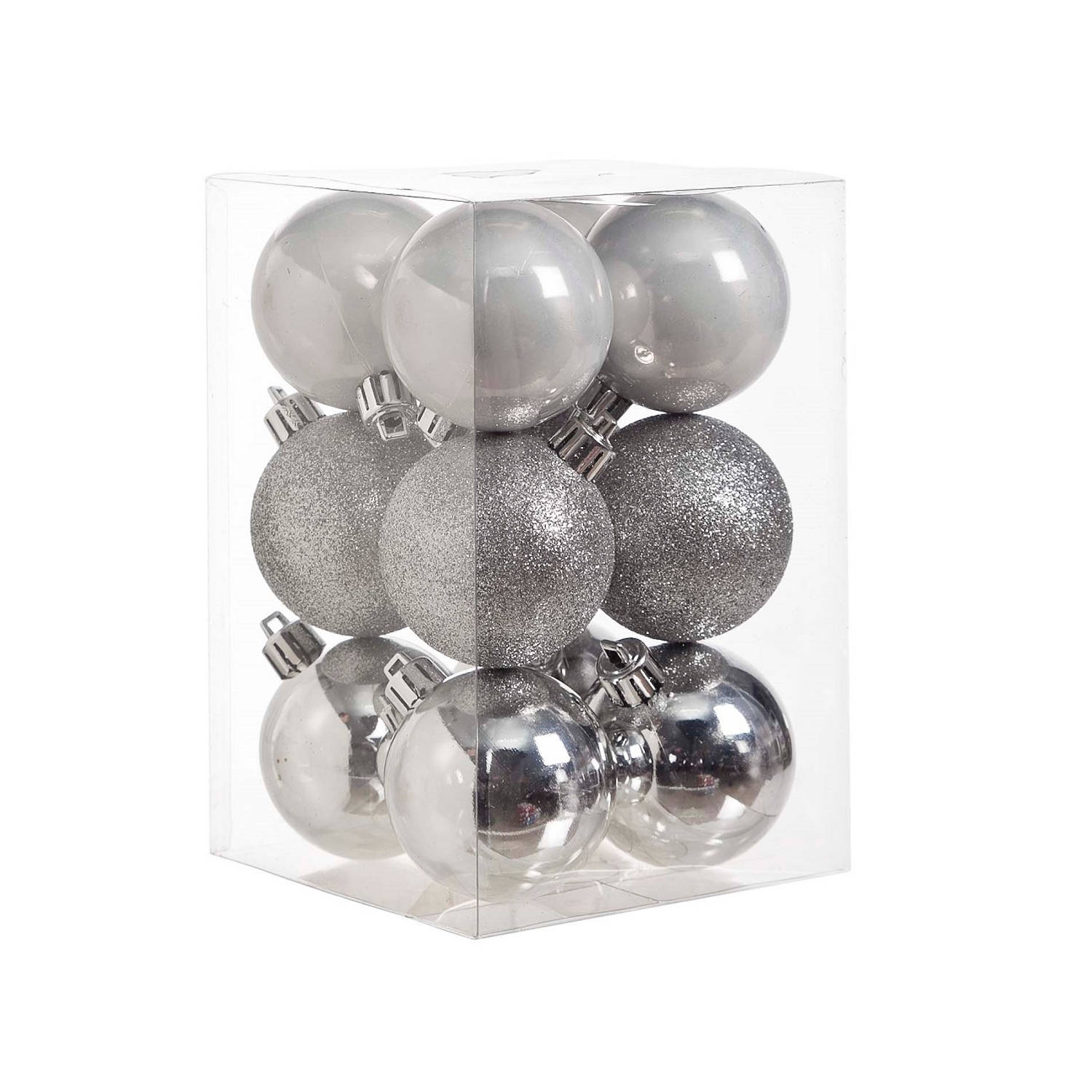 12x Zilveren Kunststof Kerstballen 6 Cm Mat-glans Onbreekbare Plastic Kerstballen Kerstboomversierin