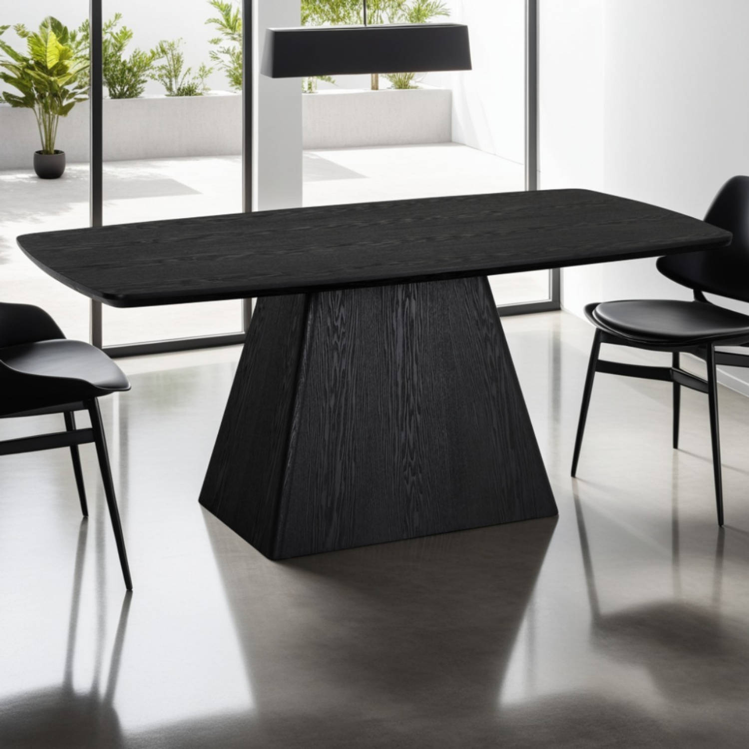 Giga Meubel Eetkamertafel Rechthoek 180x90cm Zwart Eikenhout 4-6 Personen