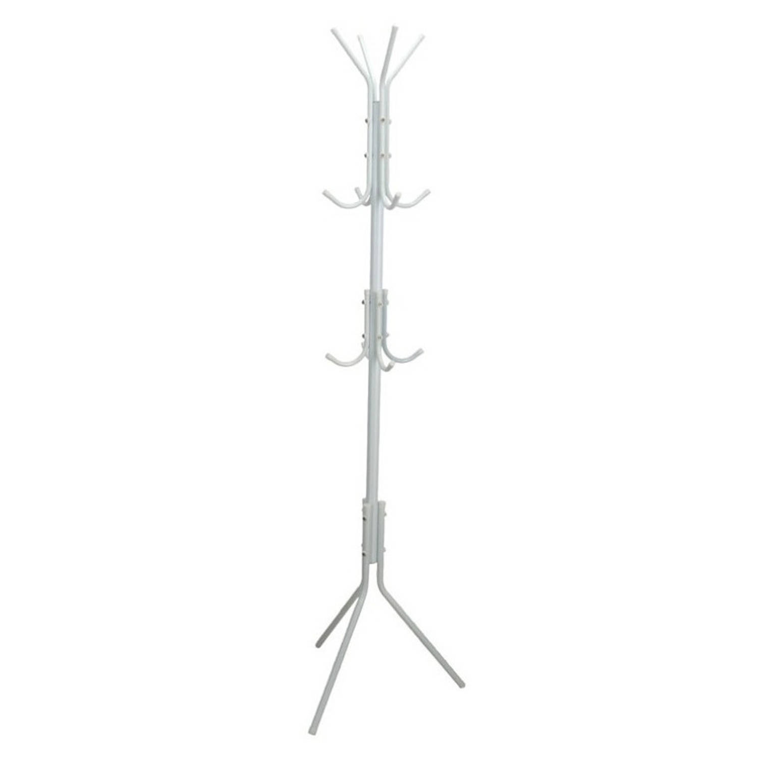 Gerimport - kapstok - wit - metaal - staand - 12 haken op 3 hoogtes - 170 cm - Kapstokken