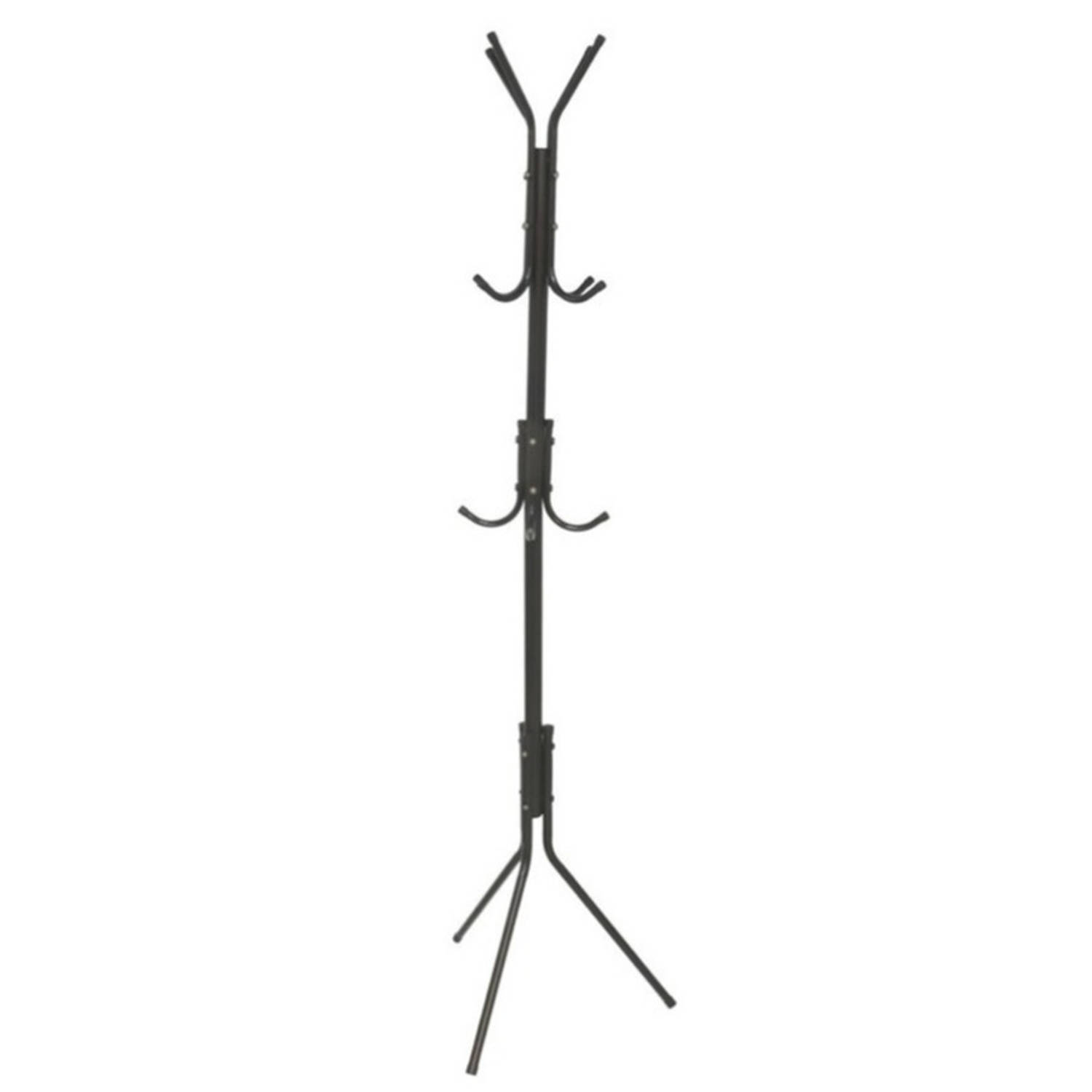Gerimport - kapstok - zwart - metaal - staand - 12 haken op 3 hoogtes - 170 cm