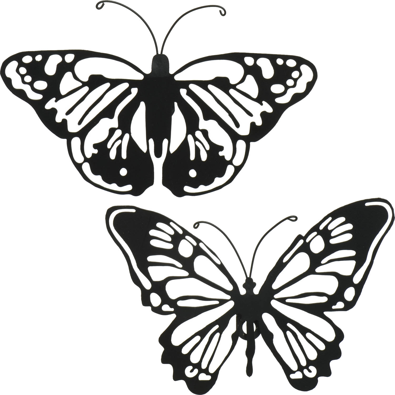 Decoris tuin wanddecoratie vlinders metaal zwart 25 x 37 cm Tuinbeelden
