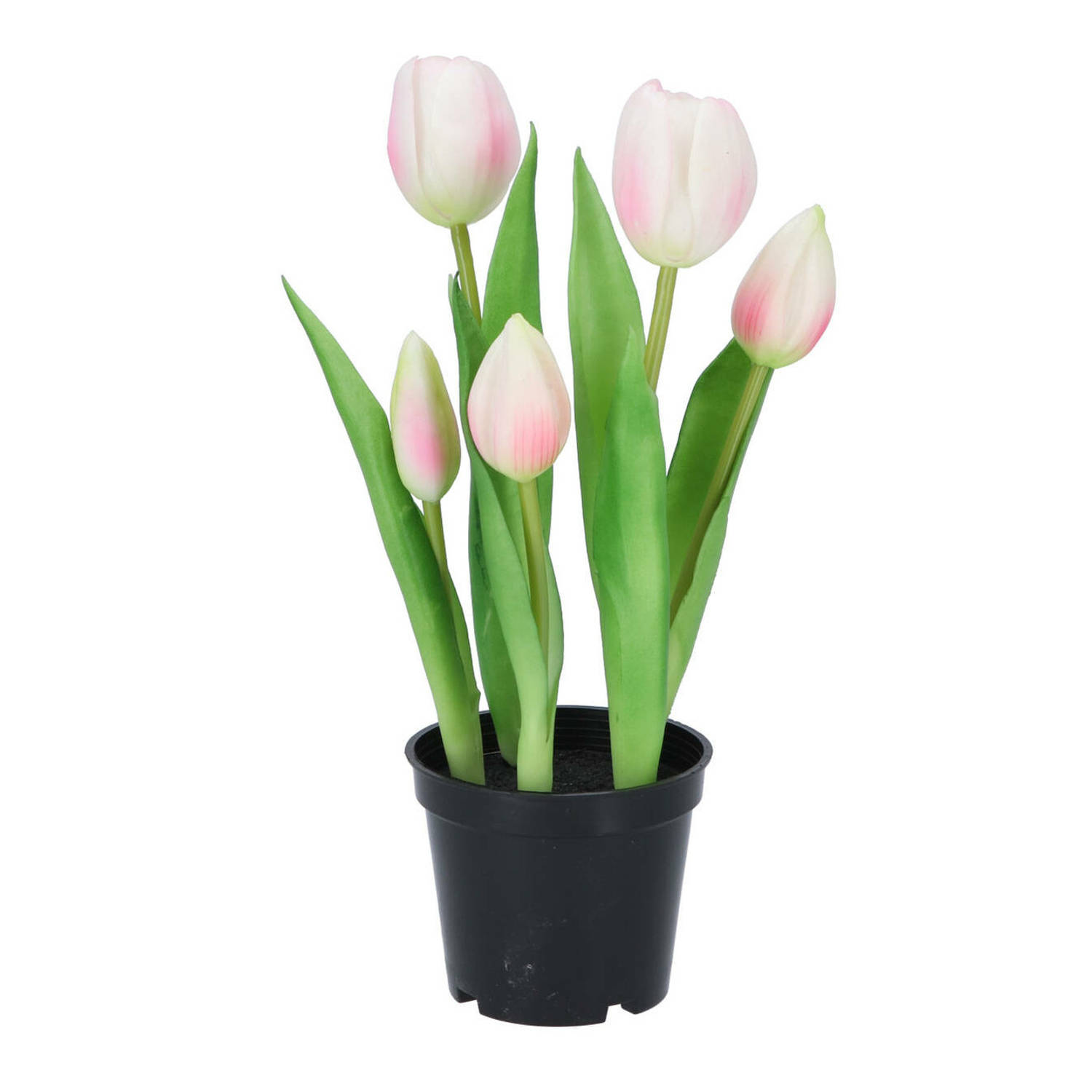 Silk tulip in pot pink 26cm