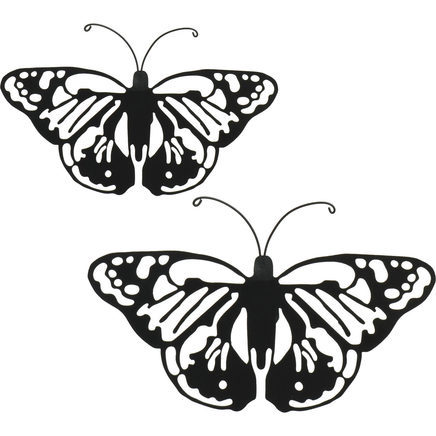 Decoris tuin wanddecoratie vlinders zwart metaal 17 x 12 cm 36 x 25 cm Tuinbeelden
