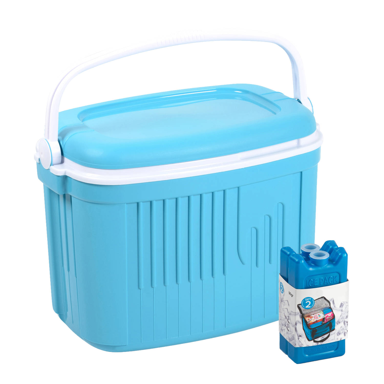 Koelbox met koelelementen - 42 liter - kunststof - blauw - 56 x 37 x 42 cm - Koelboxen