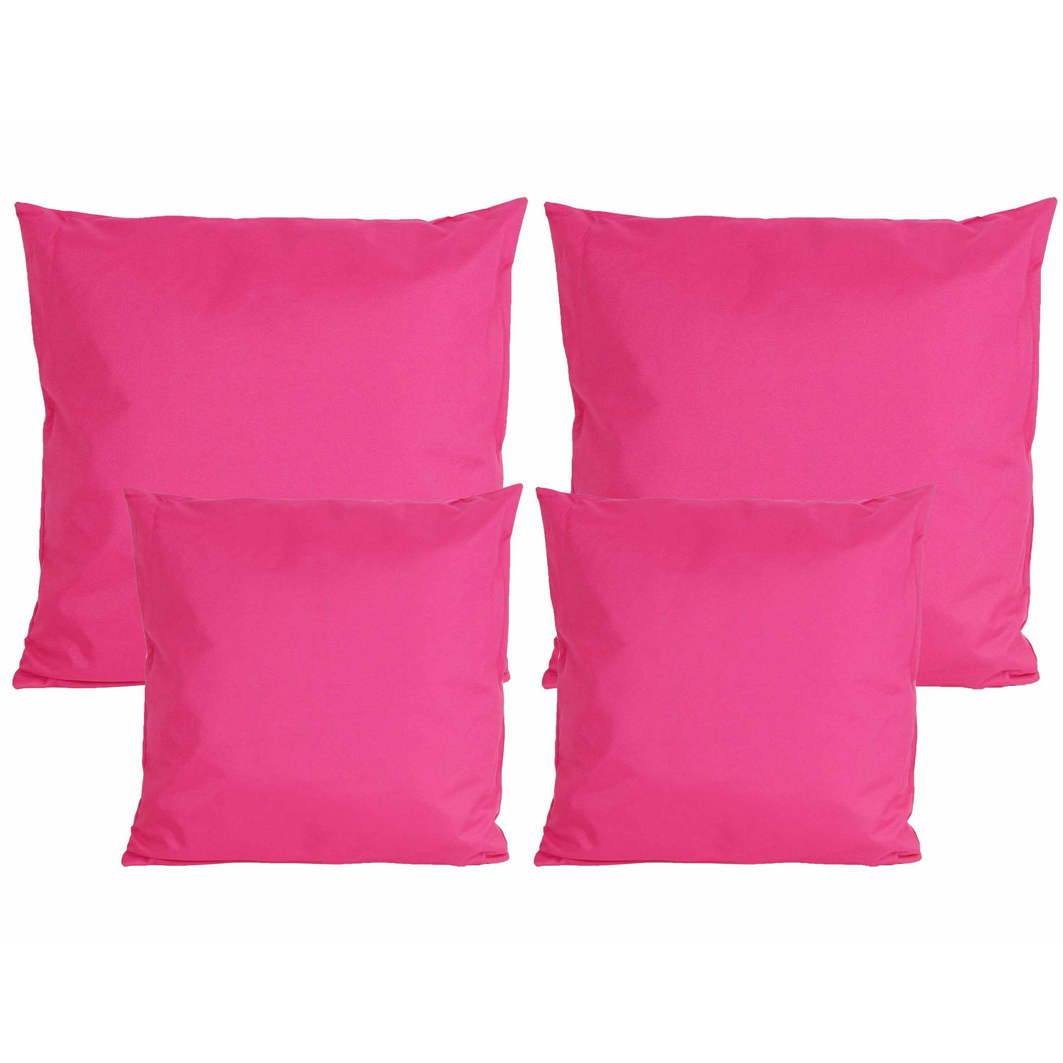 Bank-tuin kussens set binnen-buiten 4x stuks fuchsia roze In 2 formaten Sierkussens