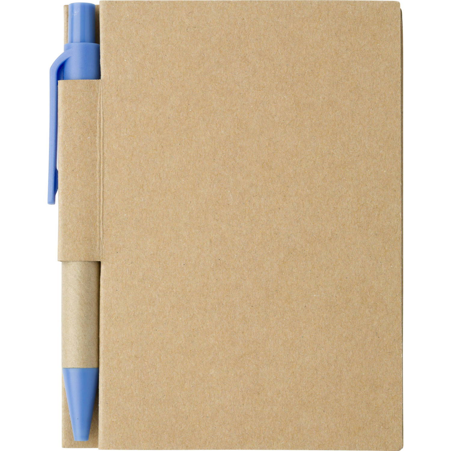 Notitie-opschrijf boekje met balpen harde kaft beige-blauw 11x8cm 80blz gelinieerd Notitieboek
