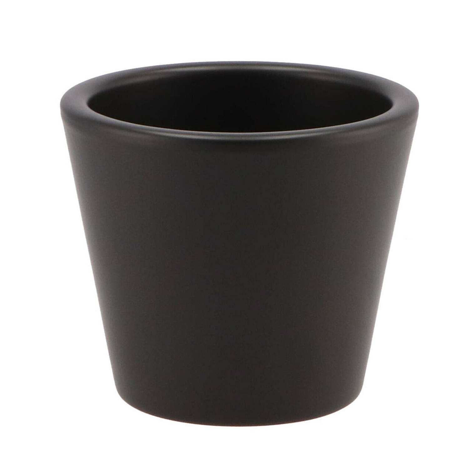 DK Design bloempot/plantenpot - Vinci - zwart mat - voor kamerplant - D10 x H12 cm - Plantenpotten