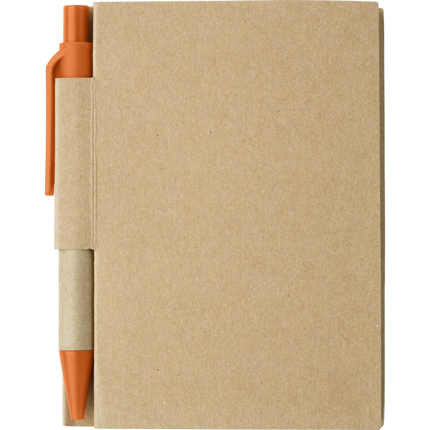Notitie-opschrijf boekje met balpen harde kaft beige-oranje 11x8cm 80blz gelinieerd Notitieboek