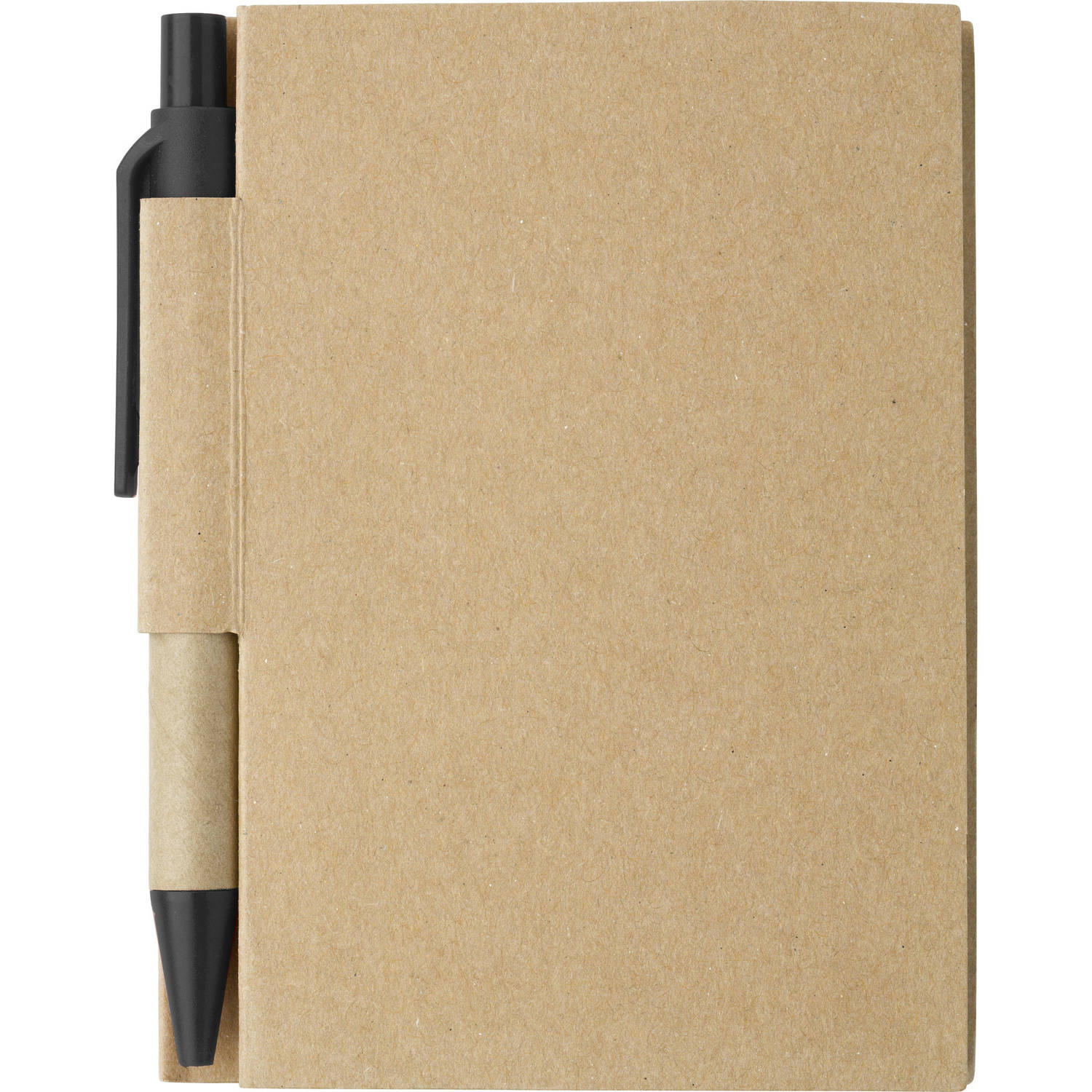 Notitie-opschrijf boekje met balpen harde kaft beige-zwart 11x8cm 80blz gelinieerd Notitieboek