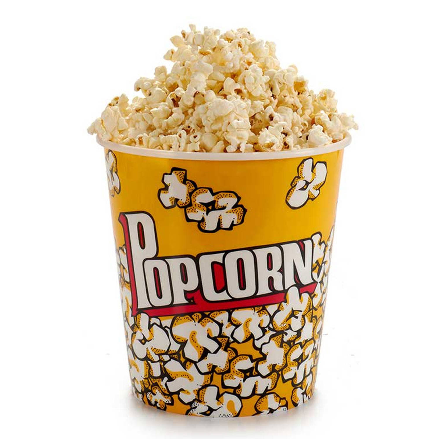 Kinvara Popcorn bak - geel print - kunststof - D18 - 3 liter - herbruikbaar