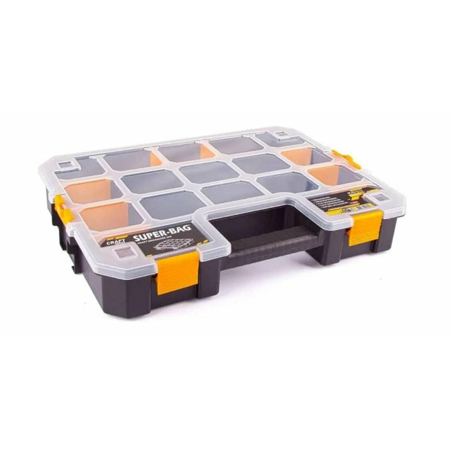B-Home Sorteerbox-vakjes koffer kleine spullen 15 vaks kunststof 37 x 31 x 6.5 cm Opbergbox