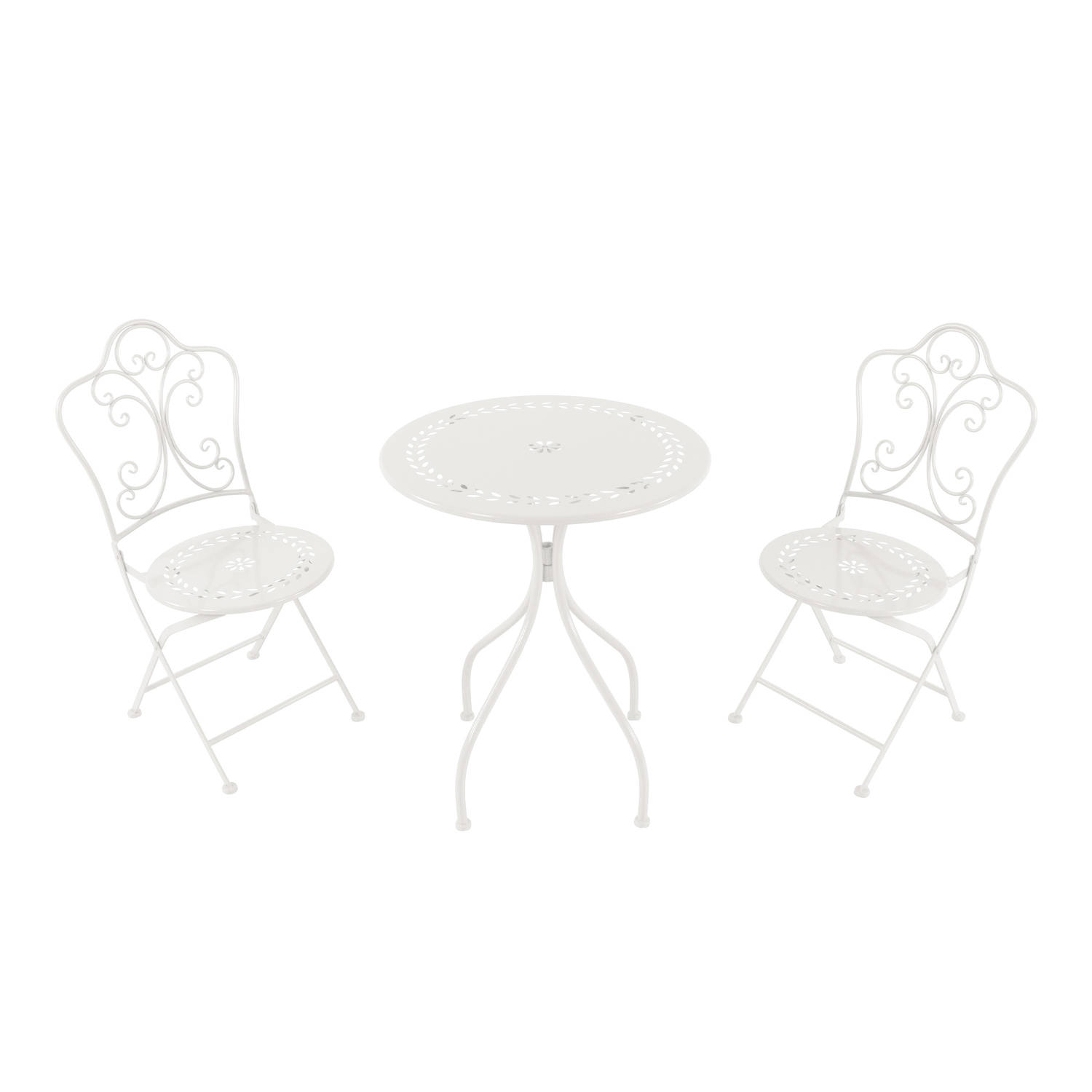 AXI Marilou 3-delige Mozaïek Bistroset Romantisch Wit Bistro Set met tafel & 2 stoelen