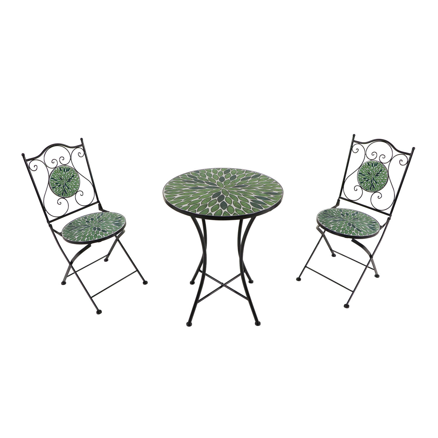 AXI Amélie 3-delige Mozaïek Bistroset Grijs-bruin Bistro Set met tafel & 2 stoelen