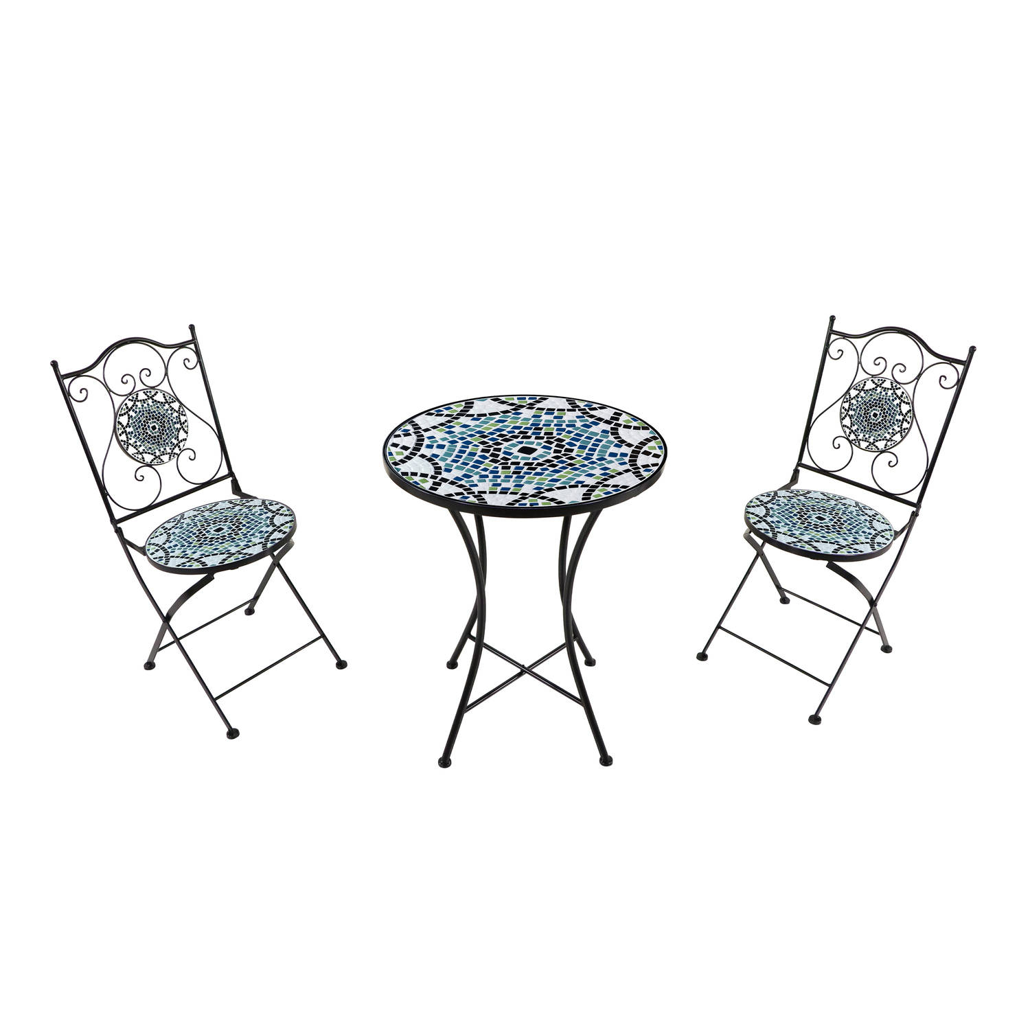 AXI Amélie 3-delige Mozaïek Bistroset Multikleur – Metalen frame met keramische tegel – Balkonset 2 stoelen en tafel