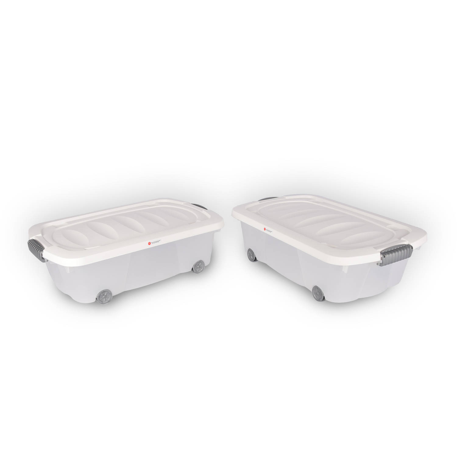 Set van 2 Onderbedbox met Wieltjes - Opbergdoos voor Onder het Bed - 60x38.5x18 cm - 24L elk - Transparant/Wit - Losse Deksel - Ideaal als Slaapkamer Organizers