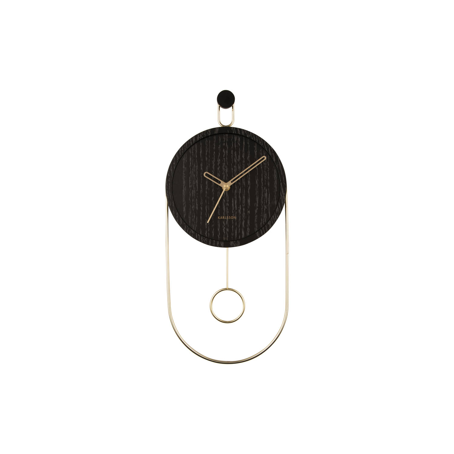 Karlsson Wall clock Swing pendulum wood veneer black