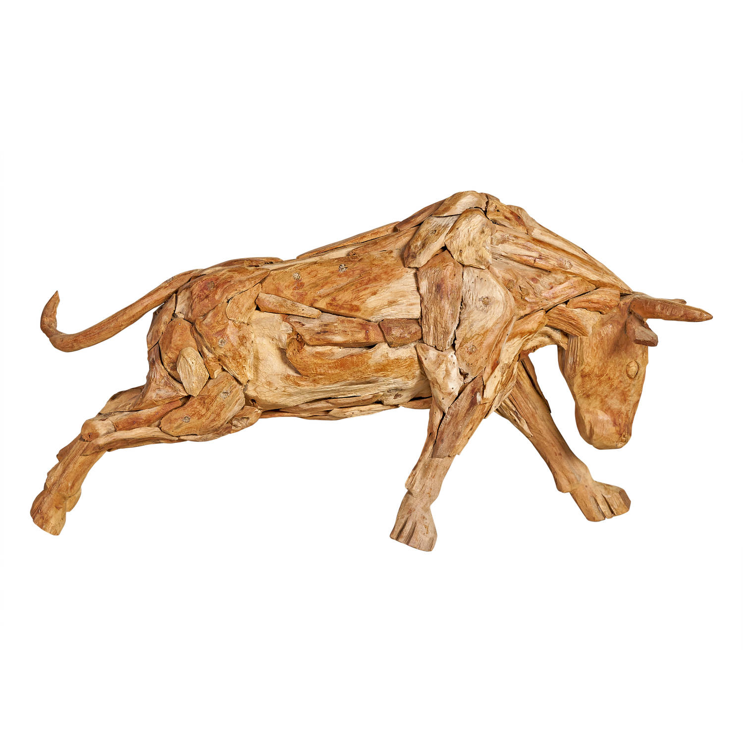 Decoratief standbeeld Bull - naturel/teakhout