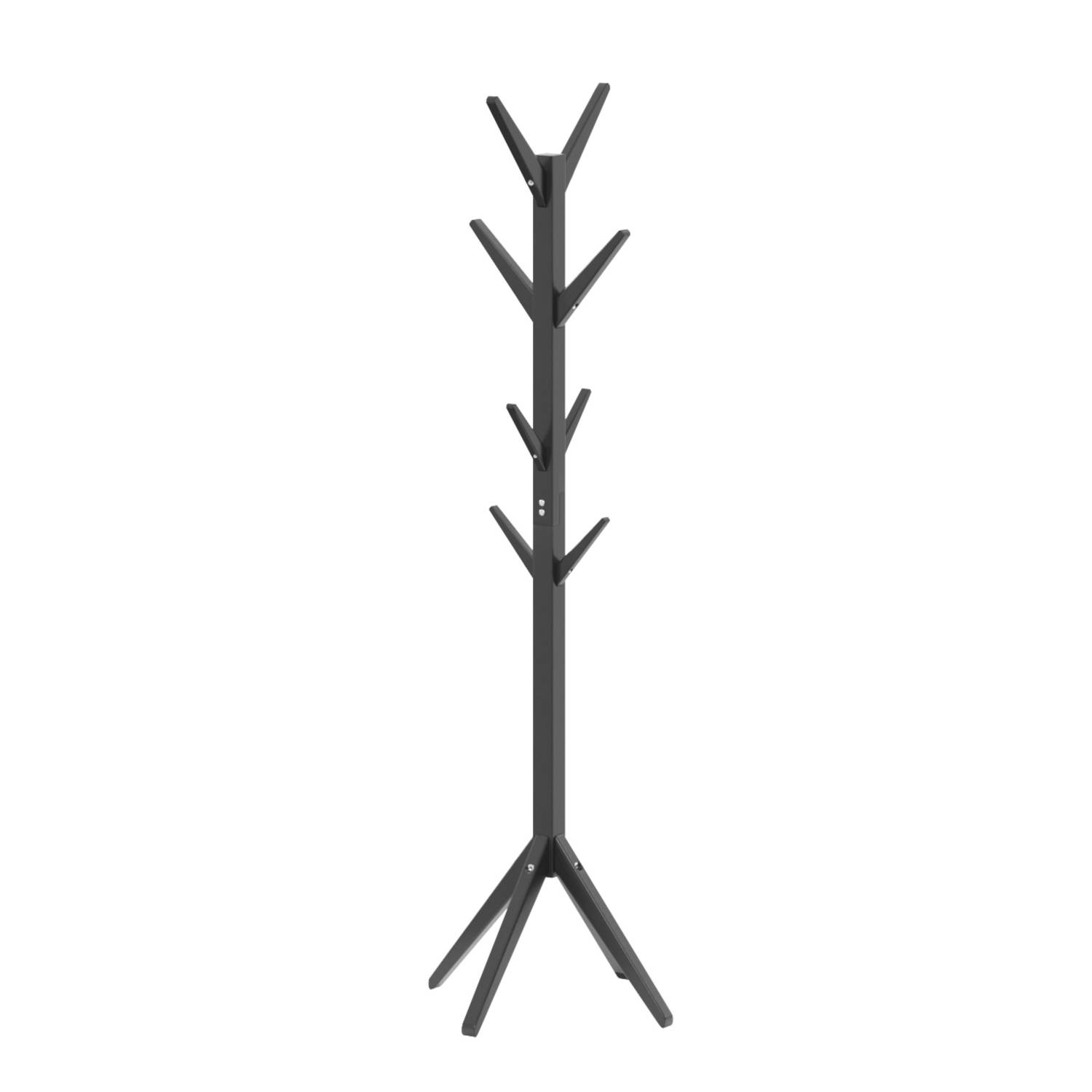 Staande kapstok met 8 armen Wood - Zwart - H175 x B62 cm