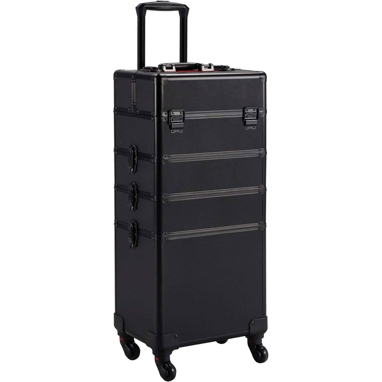 Visagie make up koffer cosmetica kappers trolley beauty case 4 in 1 zwart