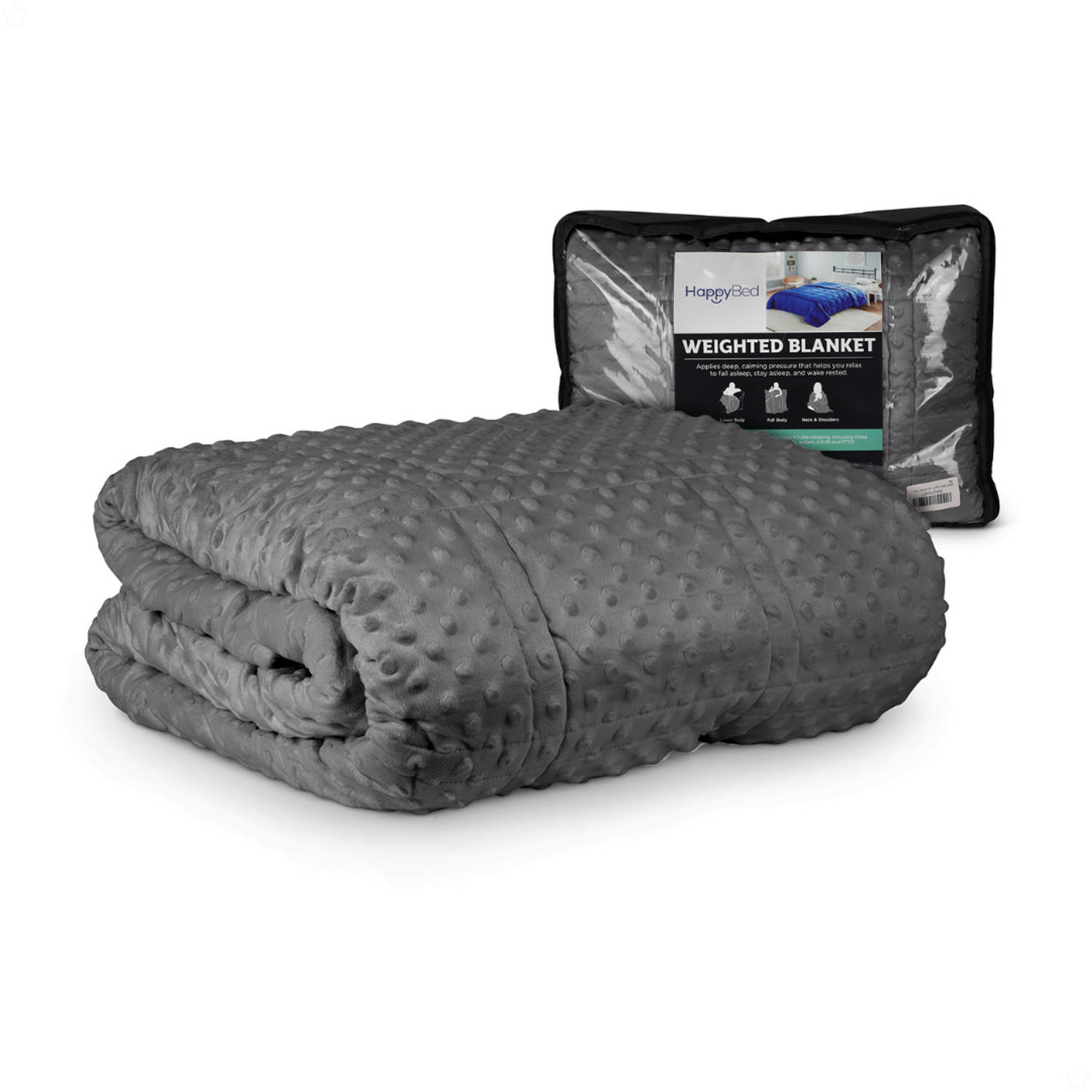 HappyBed Grijs | 120x180 / 3kg - Verzwaringsdeken - Weighted blanket - Zwaartedeken - 30 dagen proefslapen - Verzwaarde deken - 4 seizoenen - Gewichtsdeken