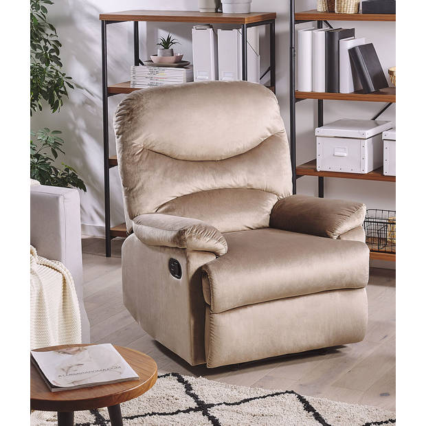 Beliani ESLOV - Fauteuil-Beige-Fluweel