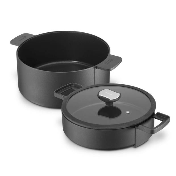 Berndes - B.Double Kook- en Braadpan Ø 24 cm Set van 2 Stuks - Aluminium - Zwart