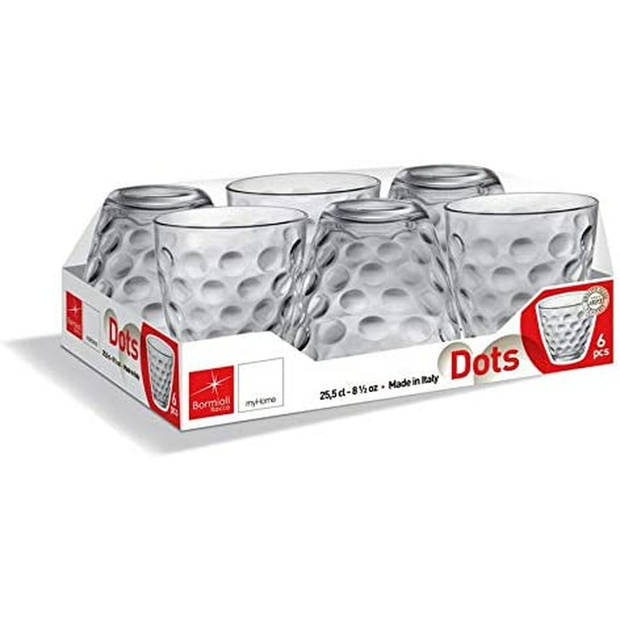 Bormioli Rocco Glazen Dots - Transparant - 250 ml - 6 stuks