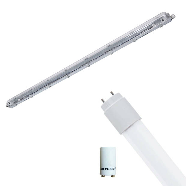 LED Waterdichte TL Armatuur met T8 Buis - Velvalux Strela - 150cm - Enkel - Koppelbaar - Waterdicht IP65 - 22W -