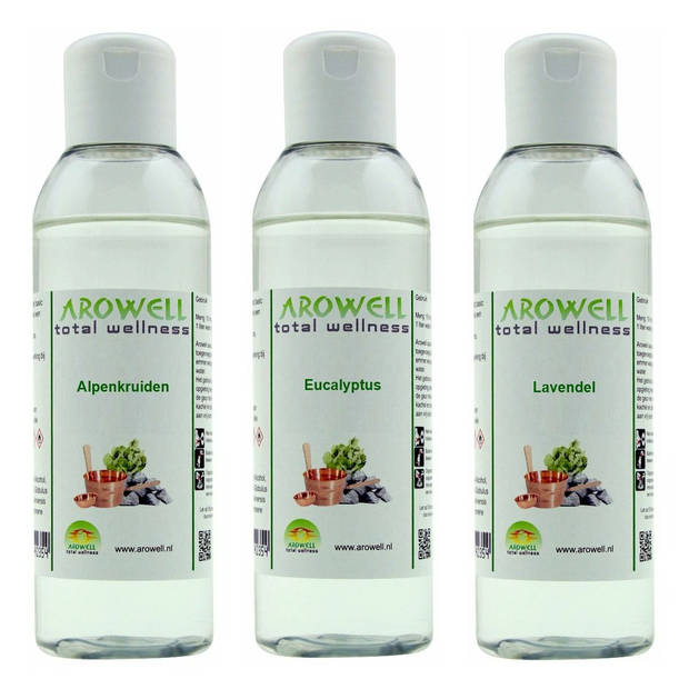 Arowell - Alpenkruiden Eucalyptus Lavendel sauna opgiet saunageur opgietconcentraat - 3x 250 ml
